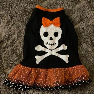 Martha Stewart Pets Size Med Black & Orange Skull & Crossbones Tutu Tank Dress